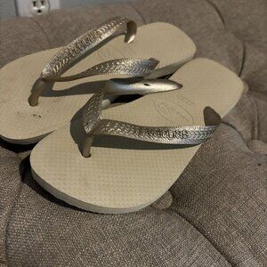Gold Havianas Flip Flops